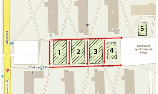 Parking is prohibited between the playgrounds and along the playgrounds inside the Strahov dormitory area!